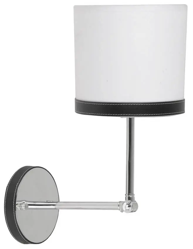 Nástěnná lampa Tida z chromového plátna/kůže