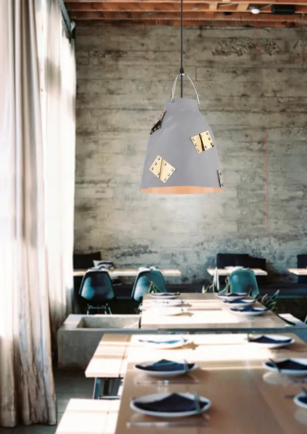 Závěsná stropní lampa 1X60W E27 šedá + zlatá PATCH