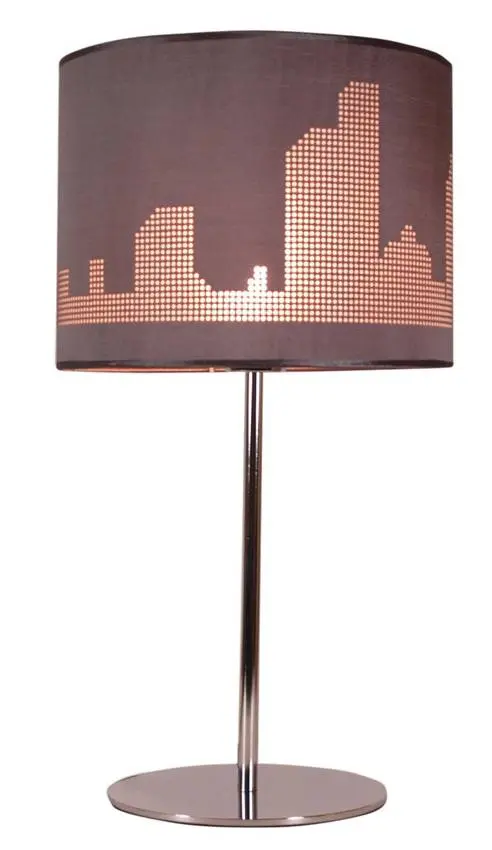 Šedá/chromová stolní lampa Manhattan