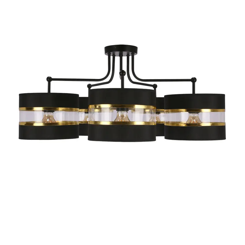 Závěsná lampa Andy černá, stínidlo E27 černé+zlaté