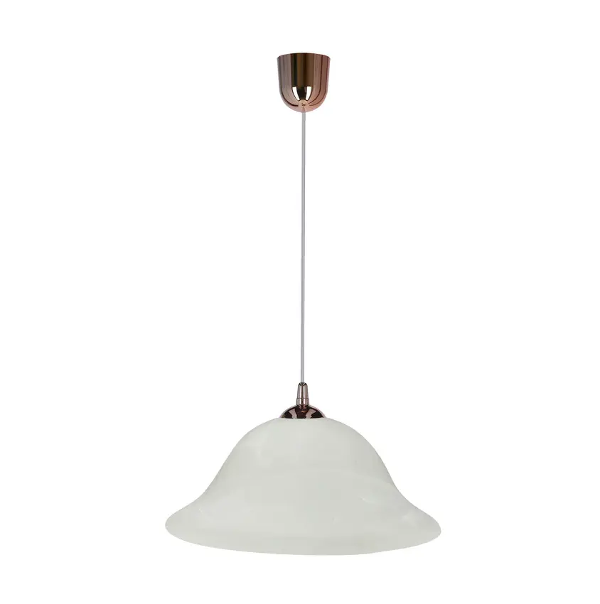Závěsná lampa Vera s mědí, 1x60W, E27, stínidlo z alabastru