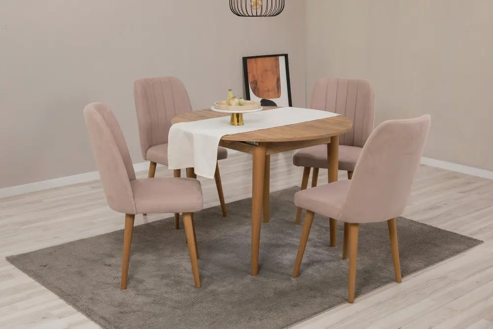 Jídelní set s rozkládacím stolem a židlemi (5 kusů) Vina 0900 - Atlantic Pine, Stone