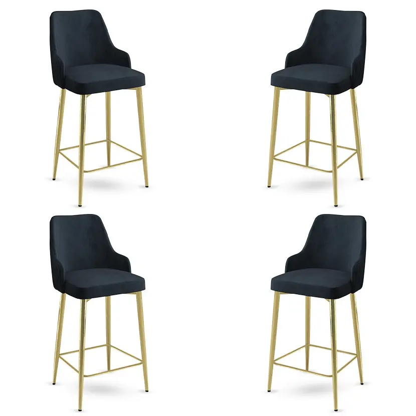 Bar Stool Set (4 Pieces) Enox - Anthracite, Gold