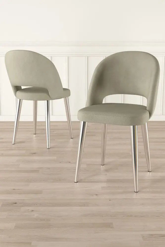 Sada židlí (4 kusy) Pane - Cream, Chrome