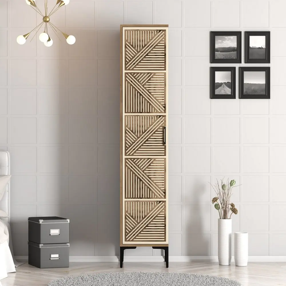 Šatní skříň Kumsal P - Walnut, Cream