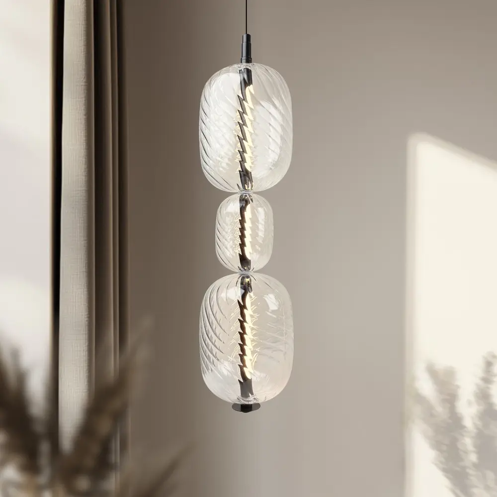 PLAYA lampa wisząca czarny 12W LED 3000K klosz bezbarwny
