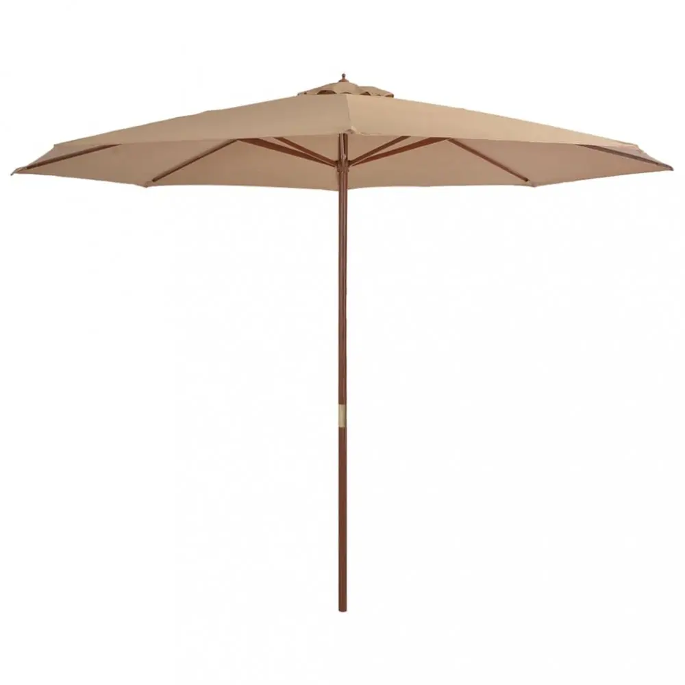 vidaXL Zahradní slunečník s dřevěnou tyčí 350 cm barva taupe - 11461.44530