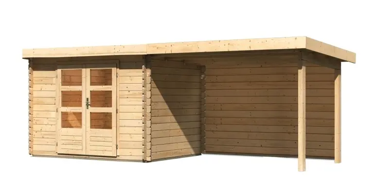 Dřevěný zahradní domek BASTRUP 3 s přístavkem Lanitplast