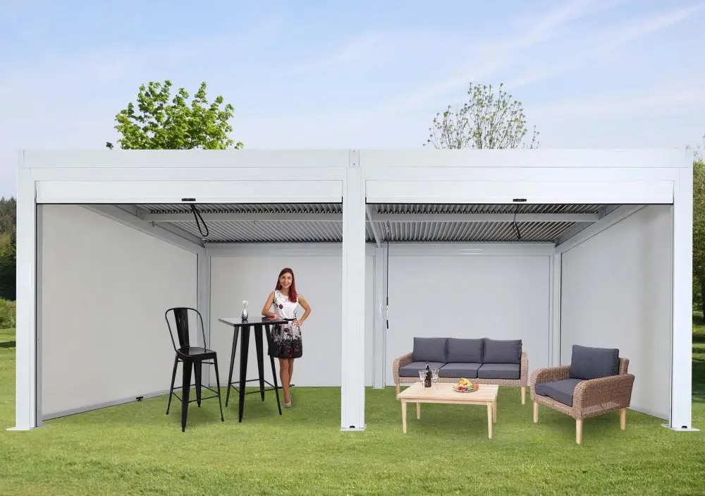 Bioklimatická pergola HWC-L46 3x6 s 6 bočními stěnami