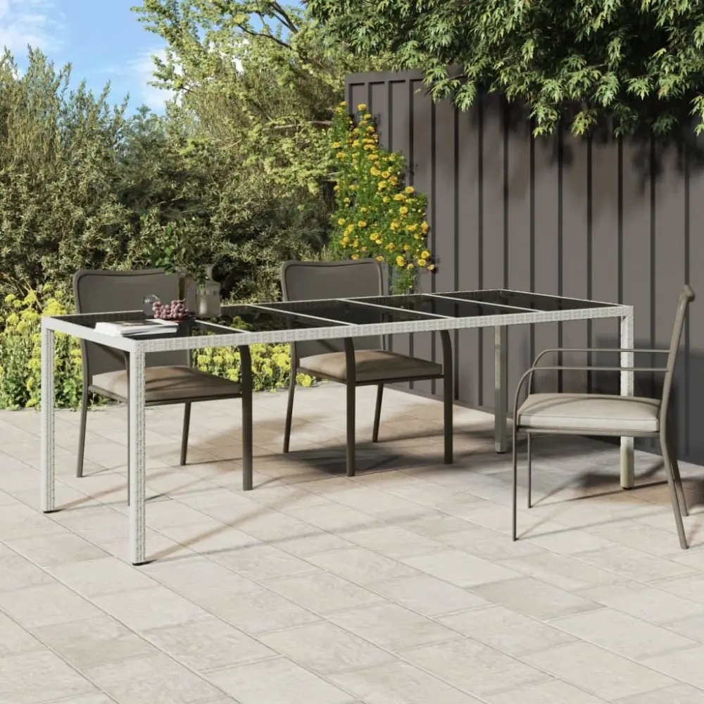 Zahradní stůl bílý 250 x 100 x 75 cm polyratan a tvrzené sklo
