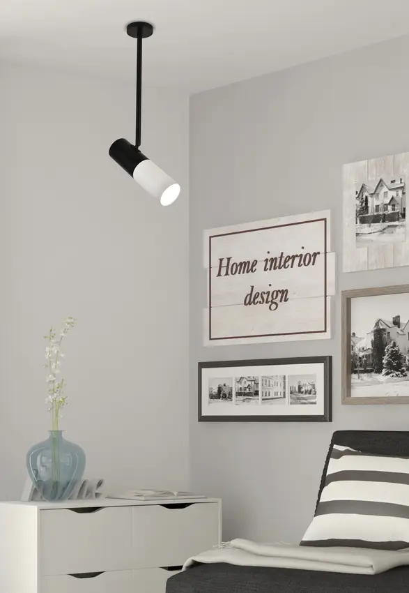 Nastavitelná trubková závěsná lampa, černá a bílá