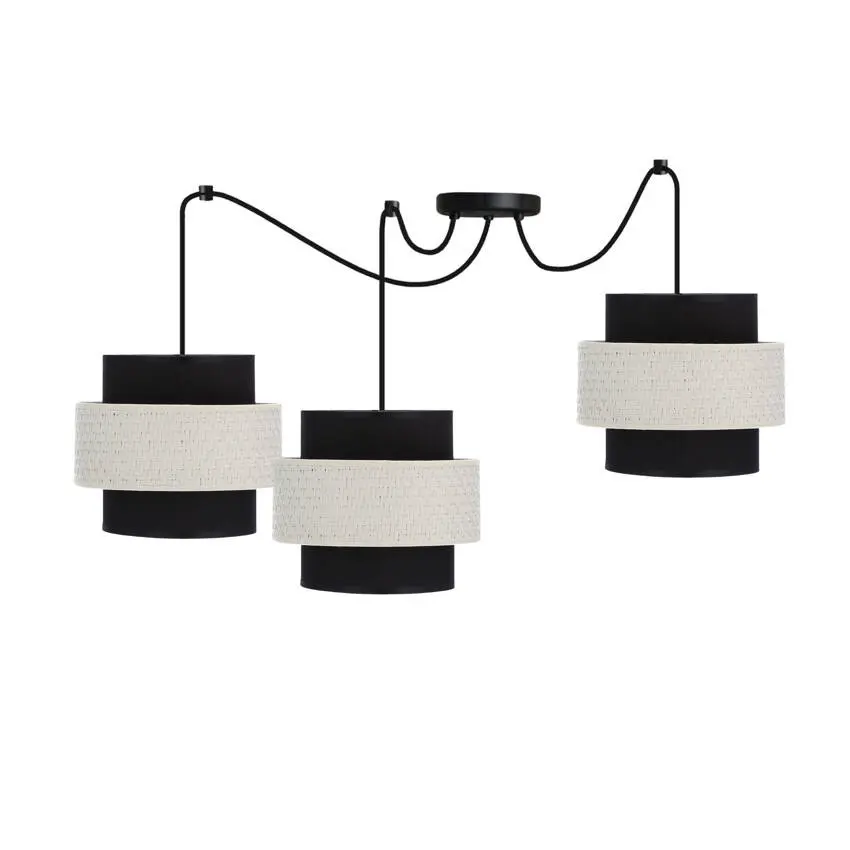 Závěsná lampa Benta P černá, 3x40W, stínidlo E27, černá+krémová