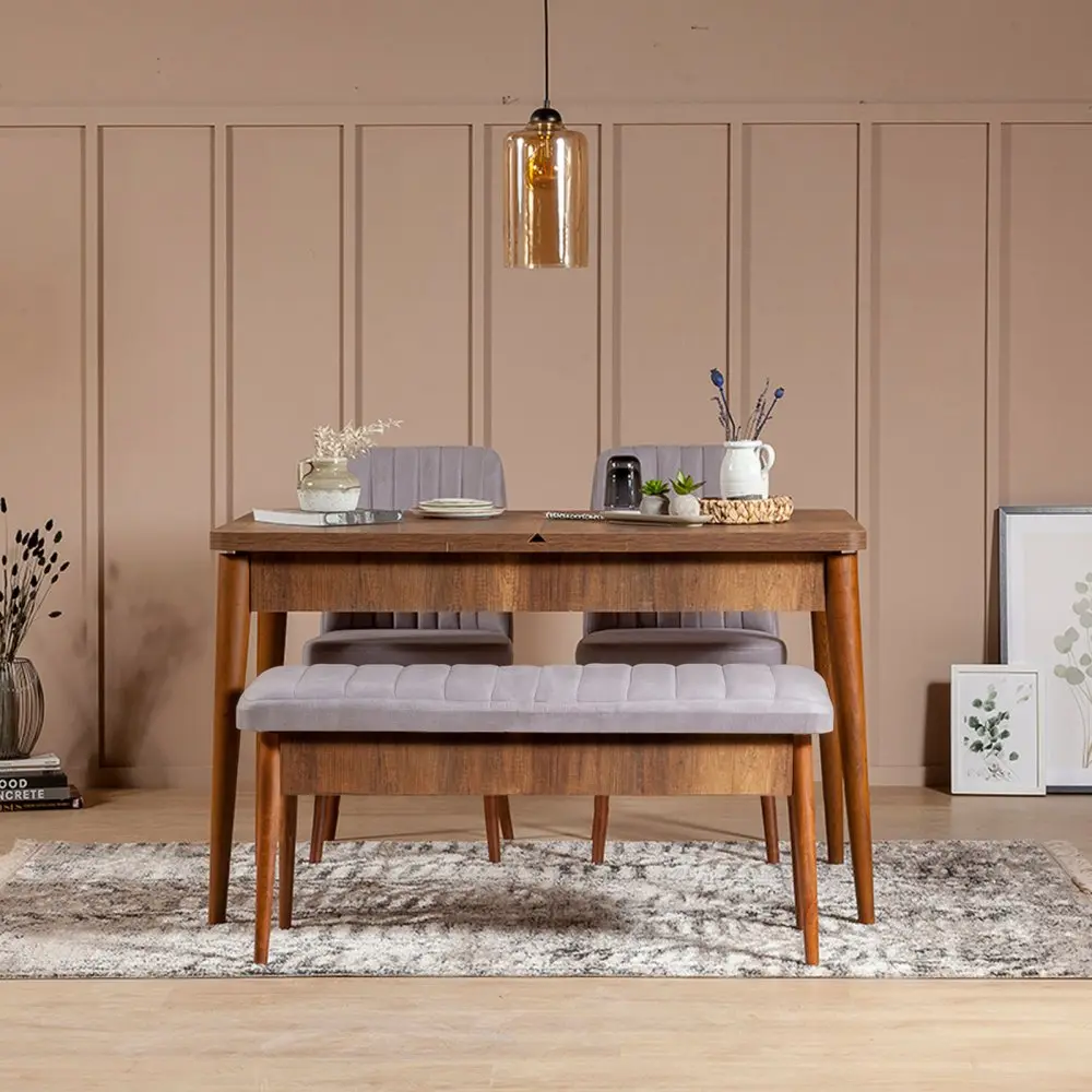 Hanah Home Jídelní set Vina 4D ořech/šedá