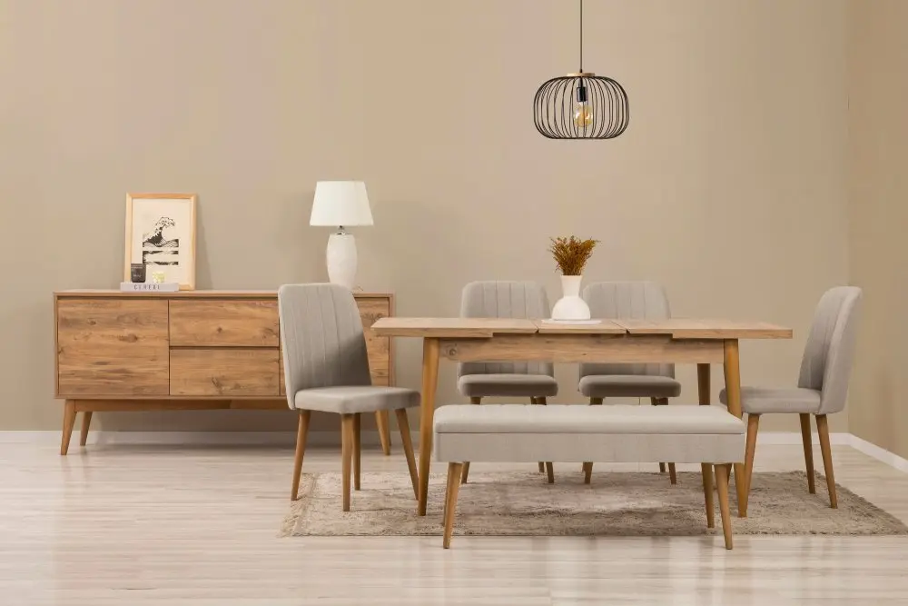 Set s rozkládacím stolem, židlemi a konzolou (7 kusů) Vina 03 1005 - Atlantic Pine, Cream