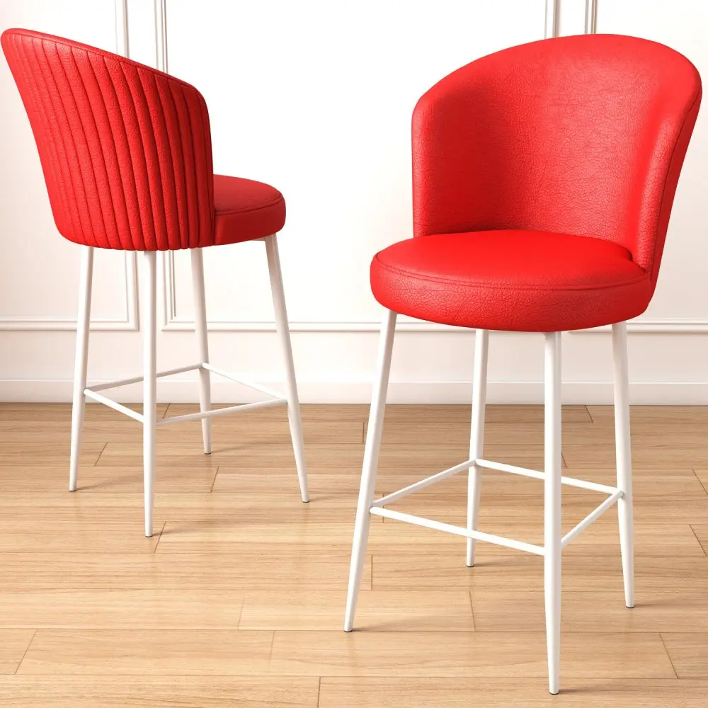 Bar Stool Set (4 Pieces) Uras - Red, White