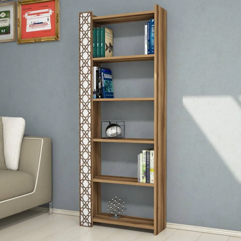 Knihovna City - Walnut, White