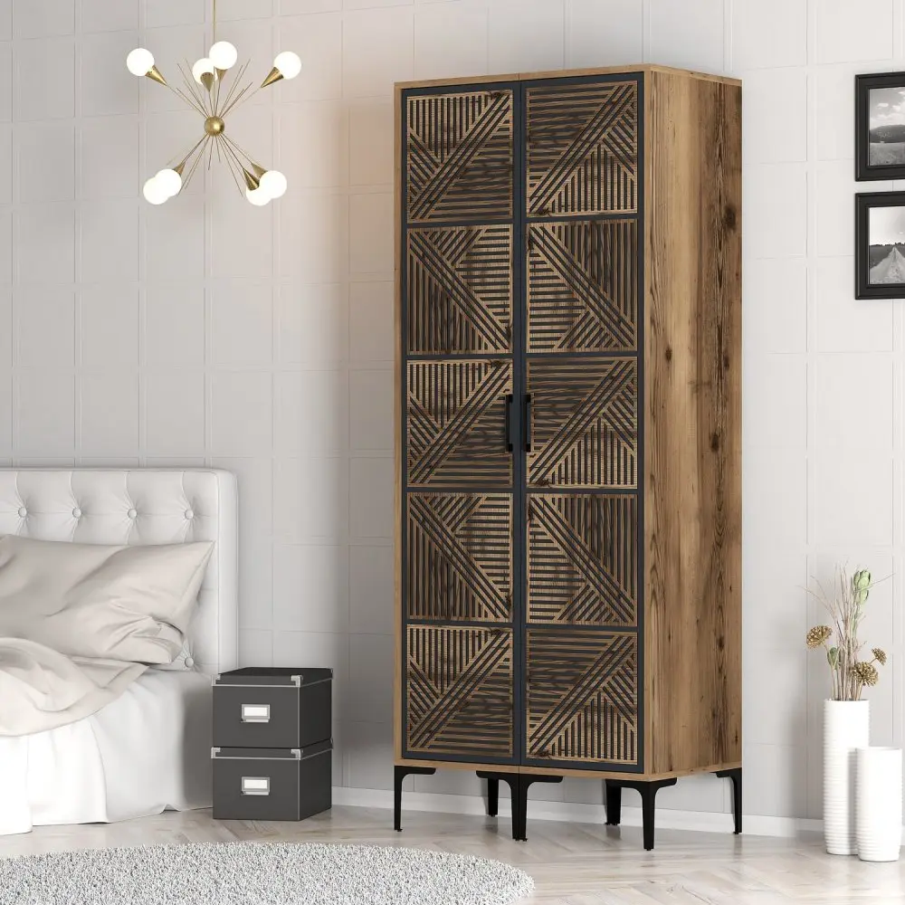 Šatní skříň Kumsal PP - Walnut, Anthracite