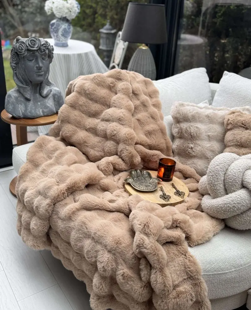 Sofa Shawl Bubble 200x150 - Brown