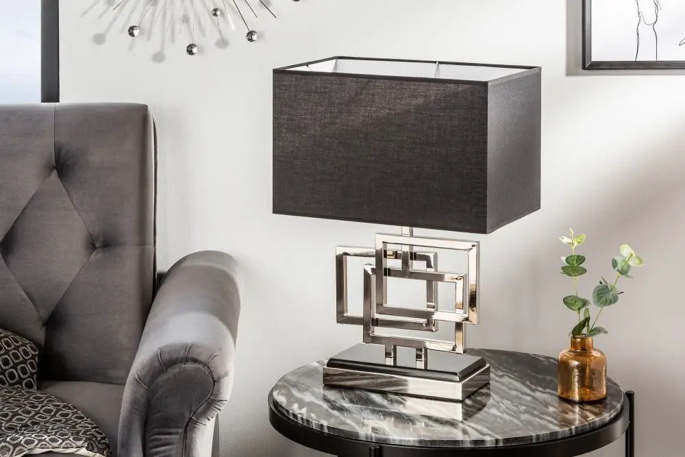Estila Designová stolní lampa Tulsa stříbrná