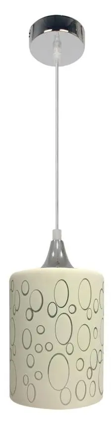 Chromová závěsná lampa + krémové skleněné stínidlo E27 Písková