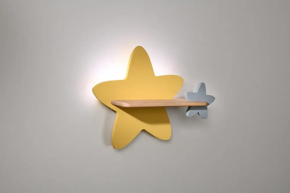 LED 5W nástěnná lampa pro děti žlutošedá hvězda Hvězda