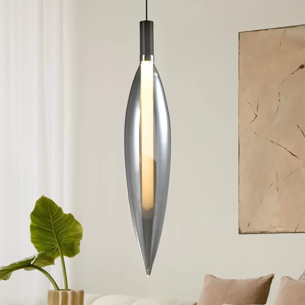 Lampa wisząca Nordic szklana transparentna tuba pojedyncza do salonu