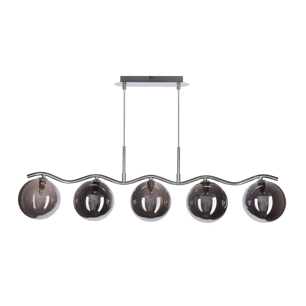 Stropní závěsná lampa UMOS 5x20W G9 chrom grafitové skleněné stínidlo 14 cm moderní svítidlo do obývacího pokoje jídelny