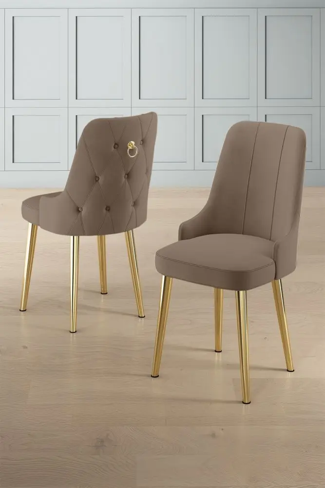Sada židlí (6 kusů) Newa - Cappuccino, Gold