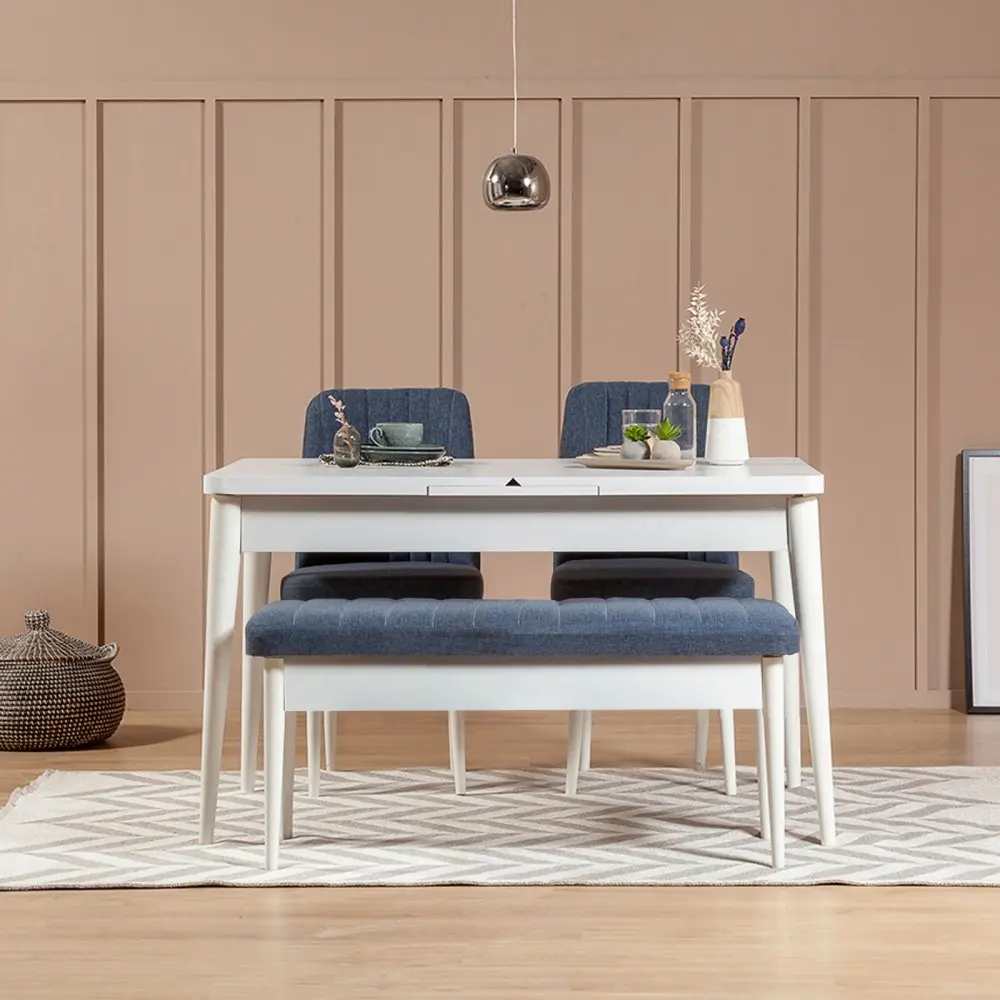 Jídelní set s rozkládacím stolem a židlemi (4 kusy) Vina 1048 - Dark Blue, White