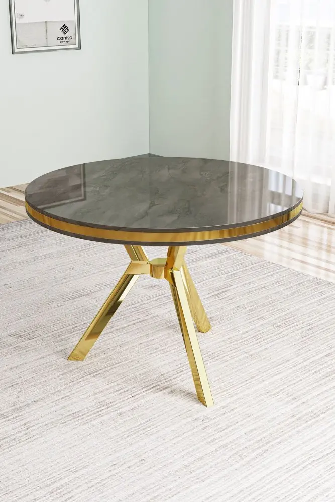 Jídelní stůl Mos - Anthracite, Gold