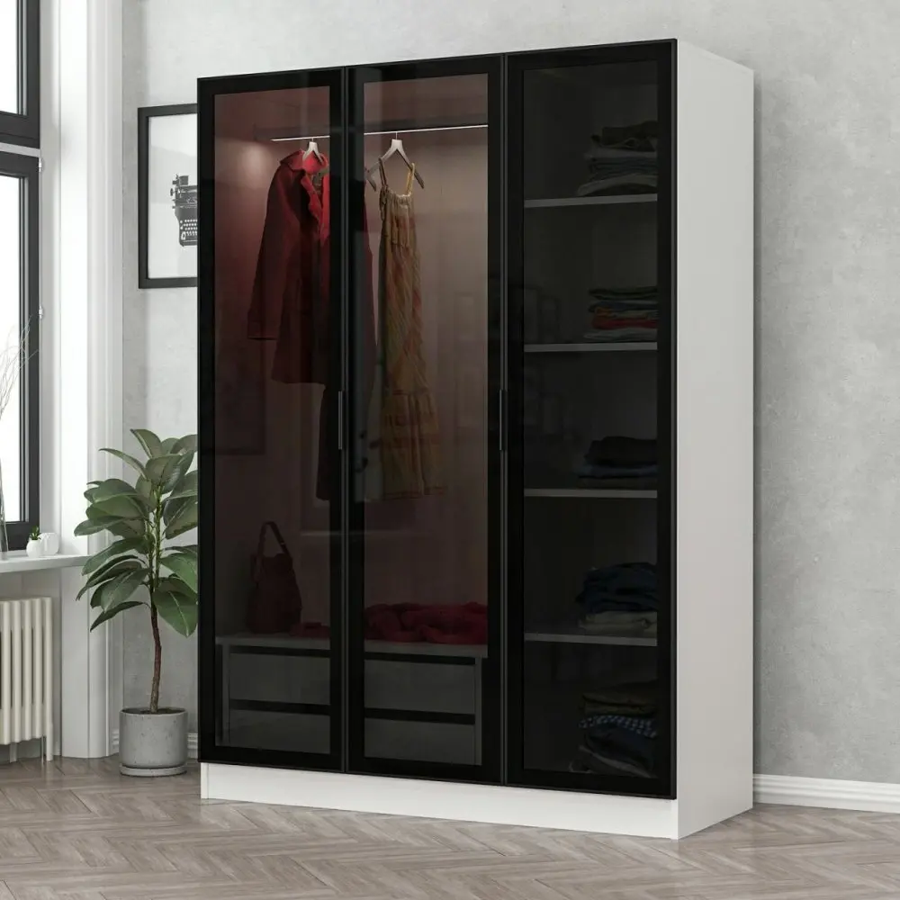 Šatní skříň Kale White Black - 2274