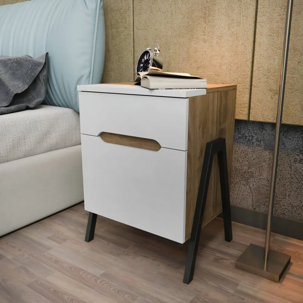 Noční stolek Neva - Walnut, White
