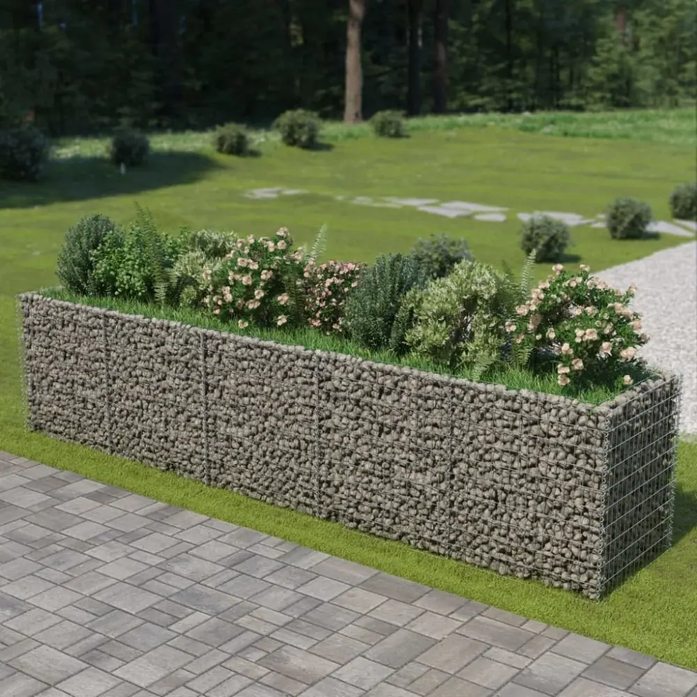 vidaXL Gabionový vyvýšený záhon pozinkovaná ocel 450 x 90 x 100 cm - 11461.143552