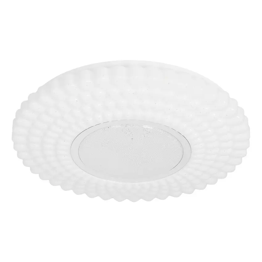 Stropní lampa URAN, plafond 38cm, 24W LED, stínidlo 4000K, bílá+chrom