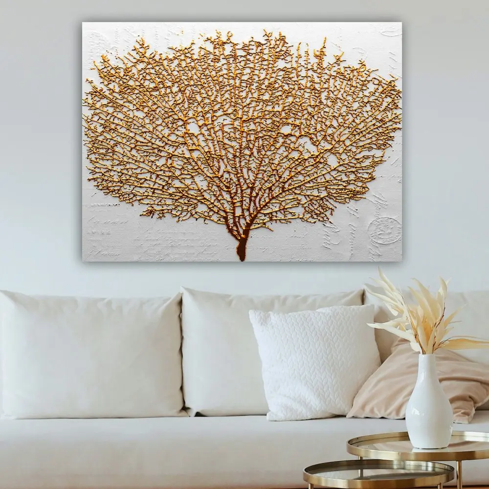Hanah Home Obraz Strom 70x100 cm zlatý