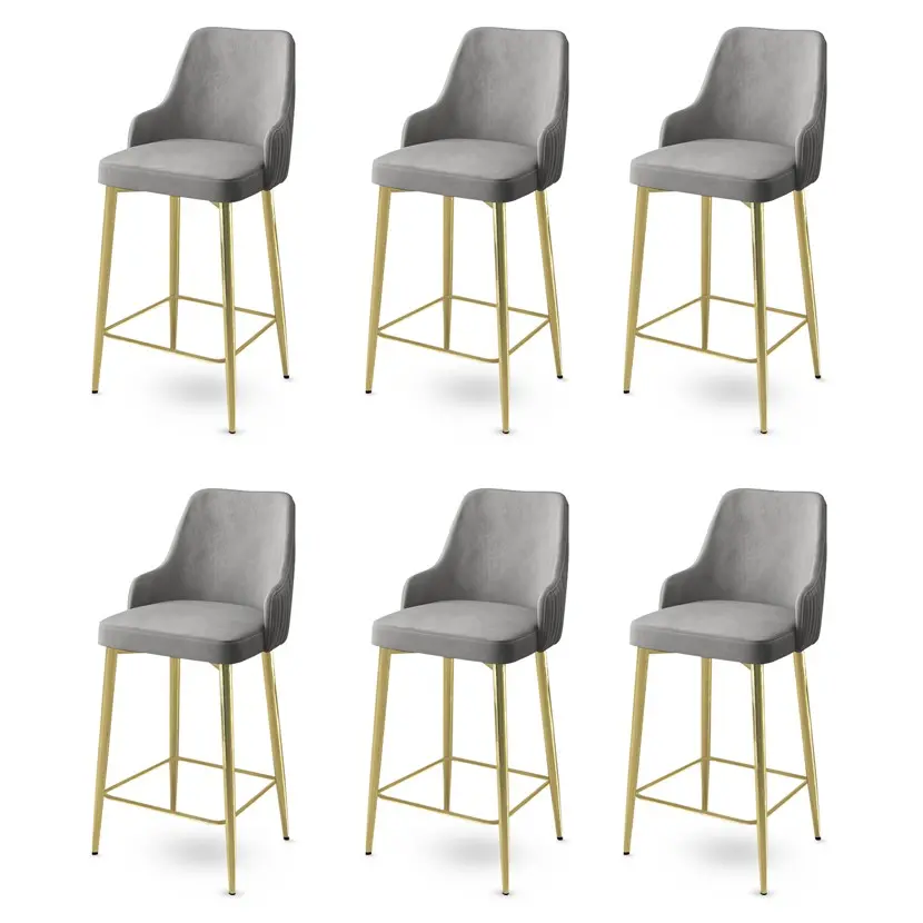 Bar Stool Set (6 Pieces) Enox - Grey, Gold