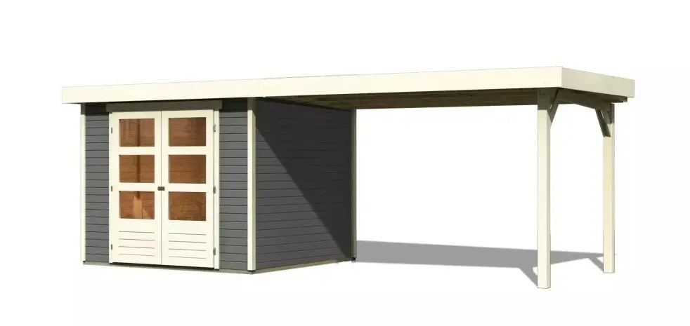 Dřevěný zahradní domek ASKOLA 3,5 s přístavkem 280 Lanitplast