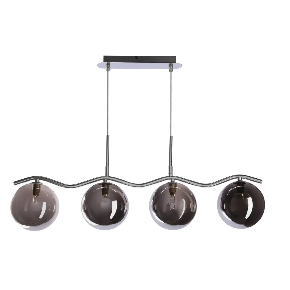 Závěsná lampa LUMOS 4x20W G9 chrom, skleněné stínidlo, grafit, moderní, elegantní, svítidlo, obývací pokoj, jídelna, ložnice, glamour