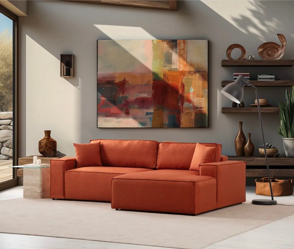 Rohová rozkládací pohovka Pırlo Corner Right - Orange