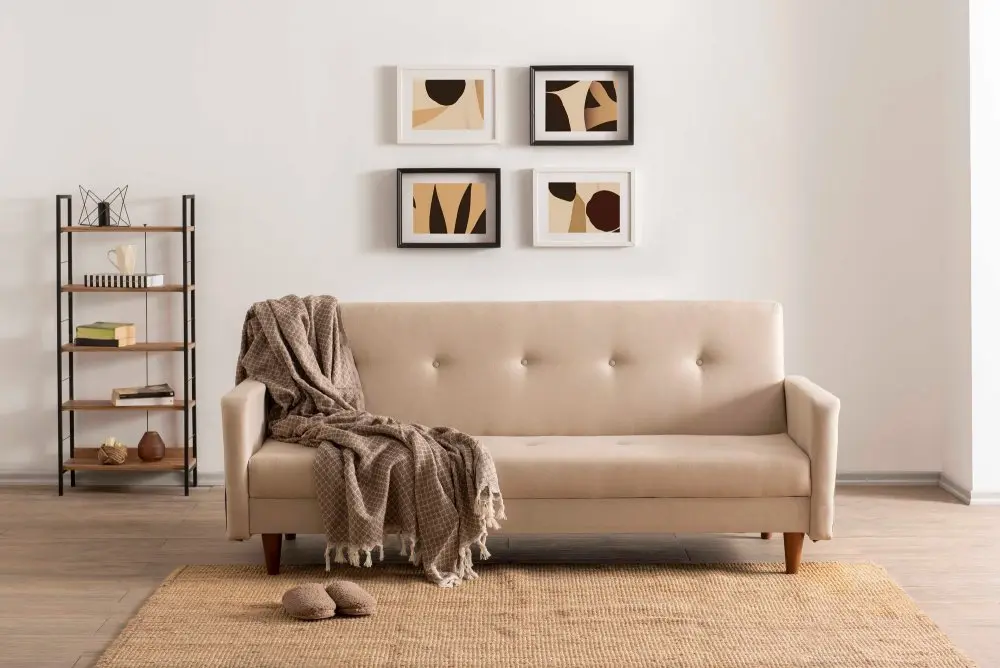 Trojmístná rozkládací pohovka Hiko - Cream