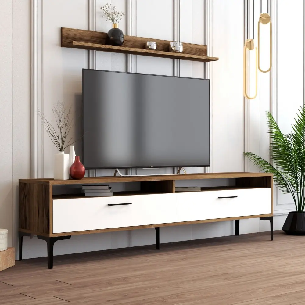 Hanah Home Obývací stěna ISTANBUL ořech bílá