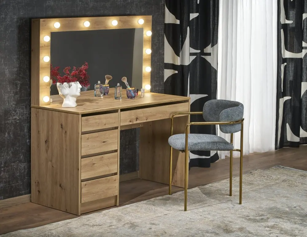HALMAR Toaletní stolek HOLLYWOOD s LED osvětlením 120 cm dub artisan