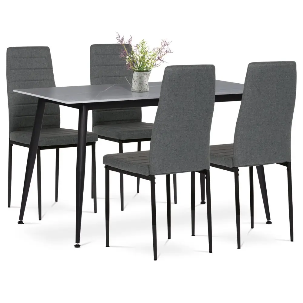 Autronic JÍDELNÍ SET 1 + 4 - industriální styl, židle čalouněné černou látkou, ASE-1003 BK2