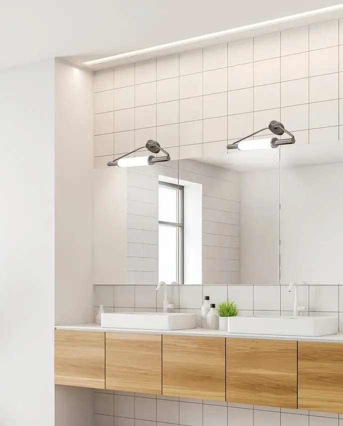 Nástěnná koupelnová lampa saténový nikl nad zrcadlem 2x40W G9 Major