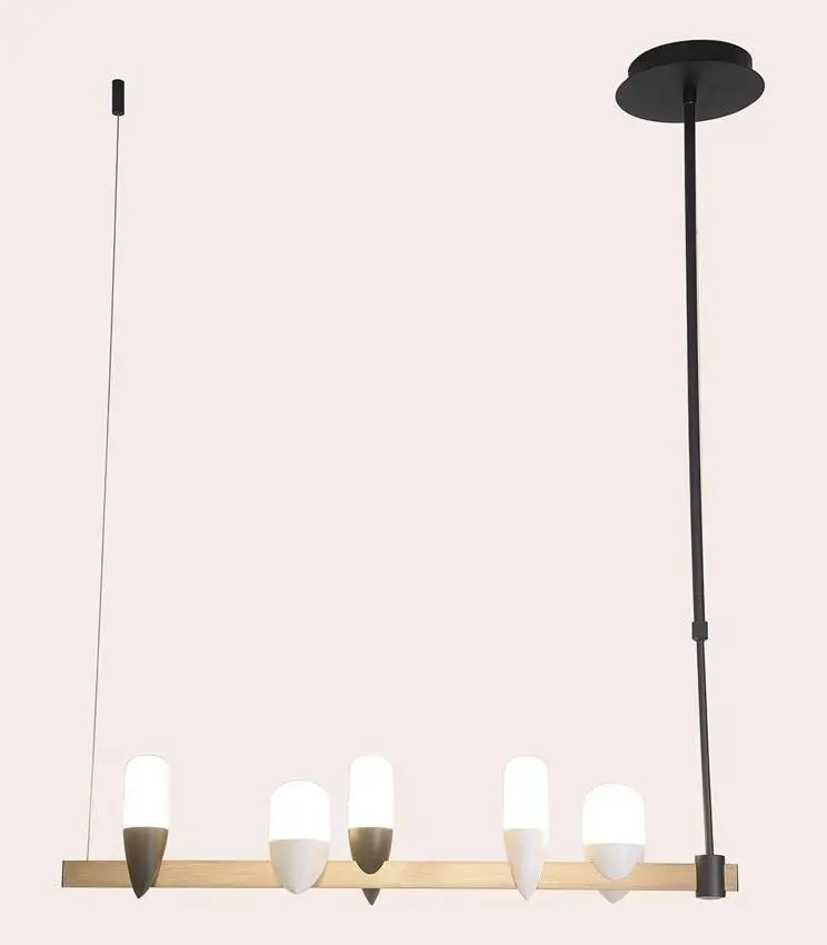 Závěsná lampa ostrůvková černo-zlatá LED 27W Sakai Ledea