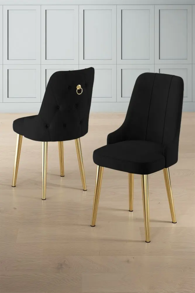 Sada židlí (6 kusů) Newa - Black, Gold