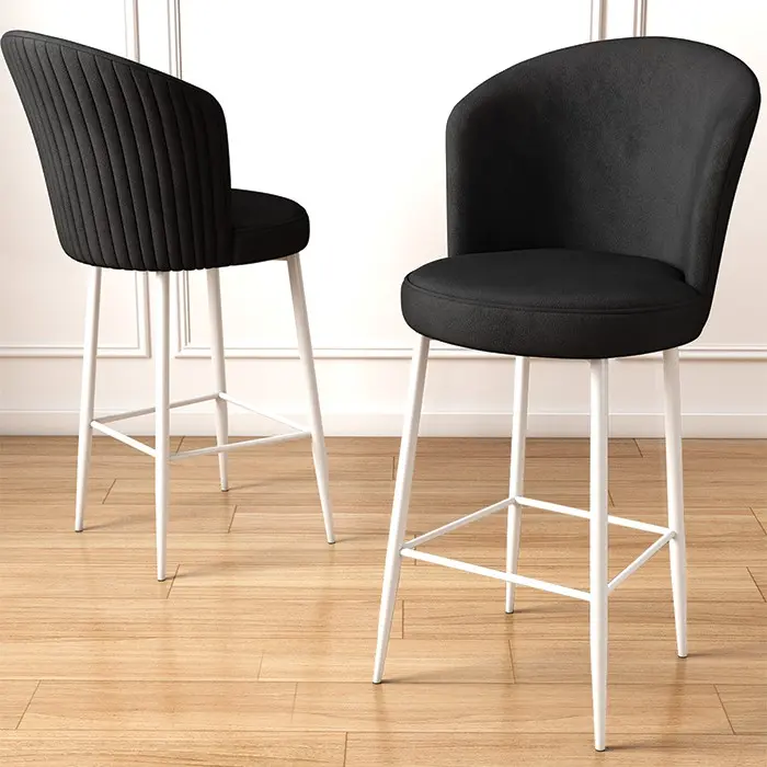 Bar Stool Set (4 Pieces) Fora - Black, White