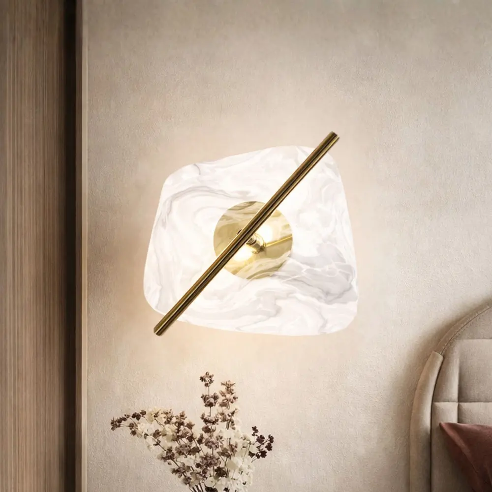 RELAX lampa kinkiet mosiężny 5W LED 3000K klosz biały