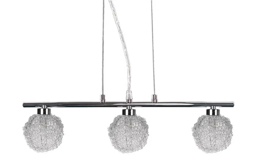 Závěsná lampa chromovaná skleněná koule v opletení 3x40W Wind