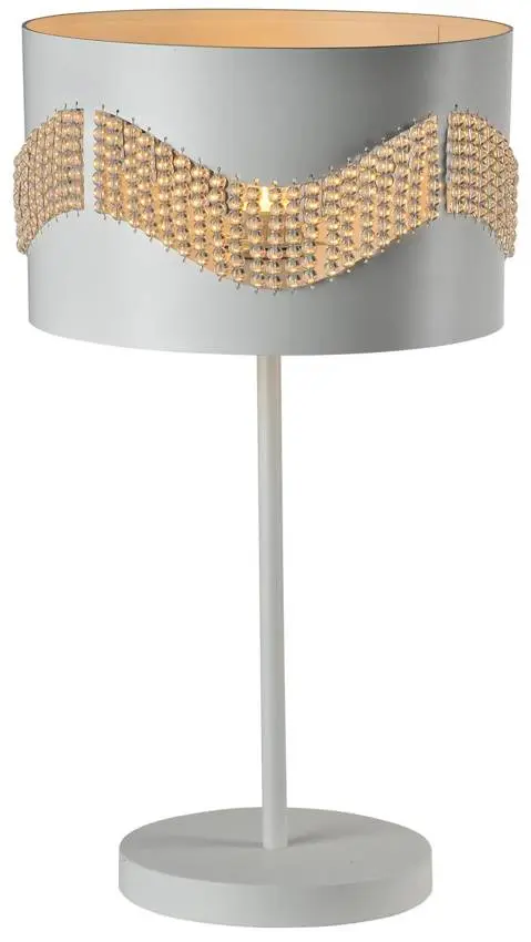 Bílá stolní lampa s korálky Antonio